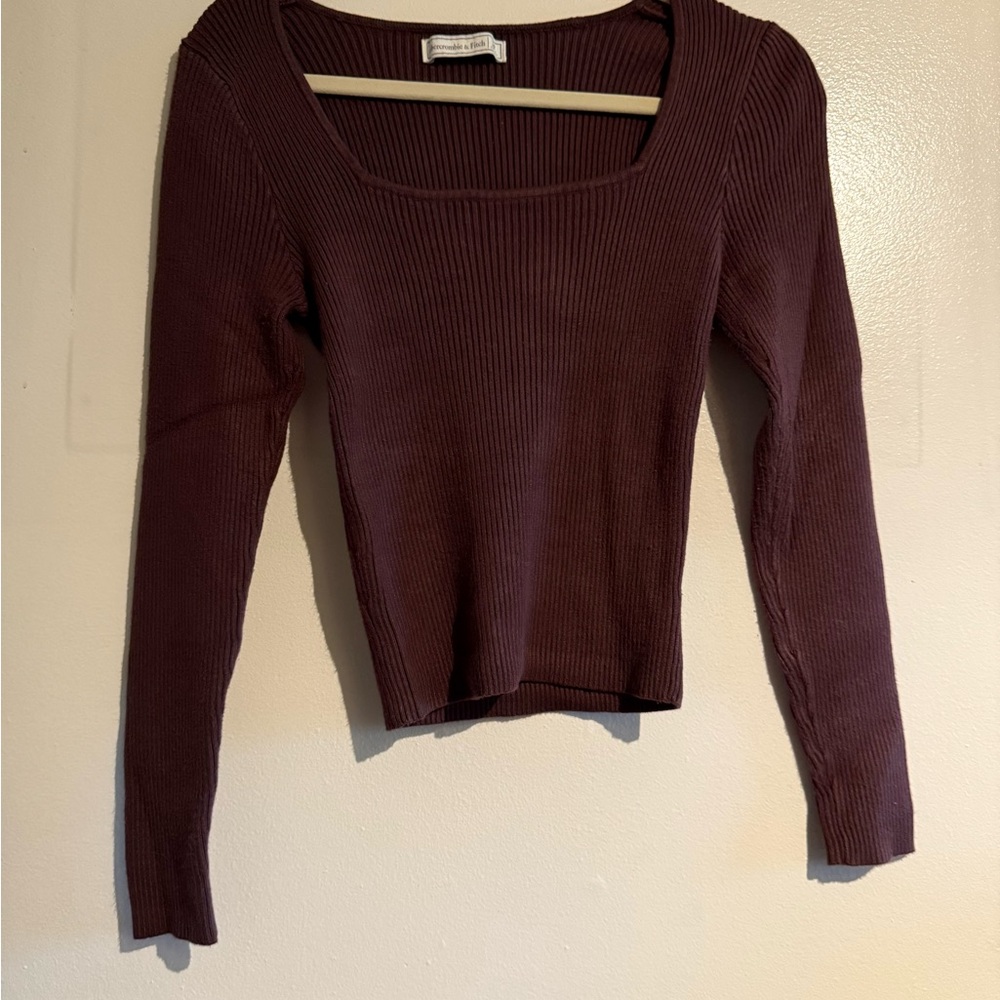 Abercrombie & Fitch Ribbed Top in Rich Brown